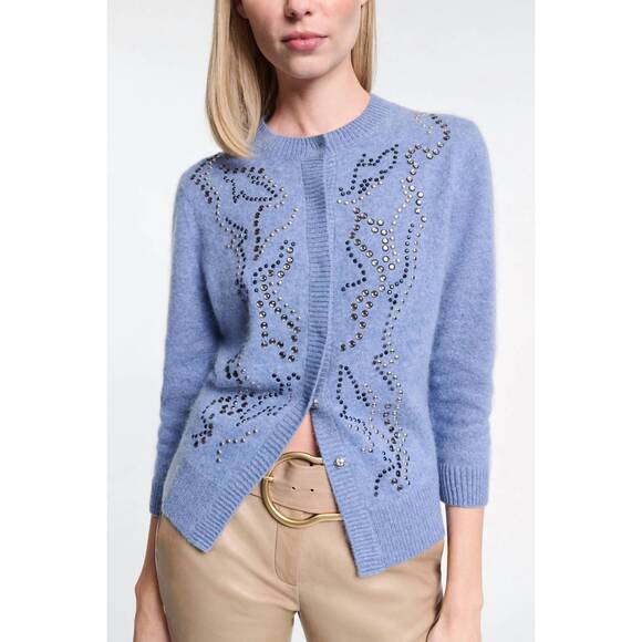 NEW DOROTHEE SCHUMACHER fluffy statements cardigan in medium denim blue